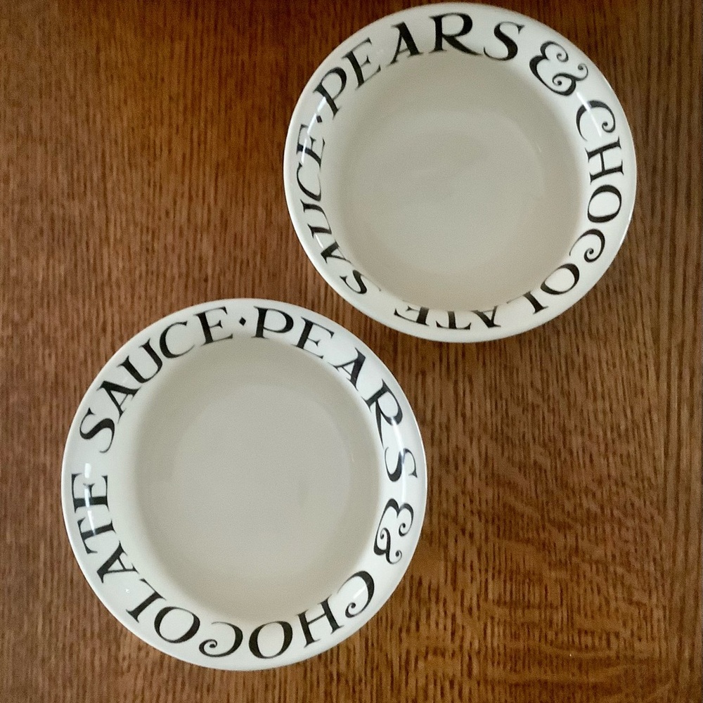 Two Emma Bridgewater Black Toast & Marmalade Cereal Bowls